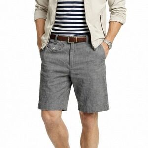 Goodale Mens Grey Cotton Flat Front Casual Chino Shorts Size 32